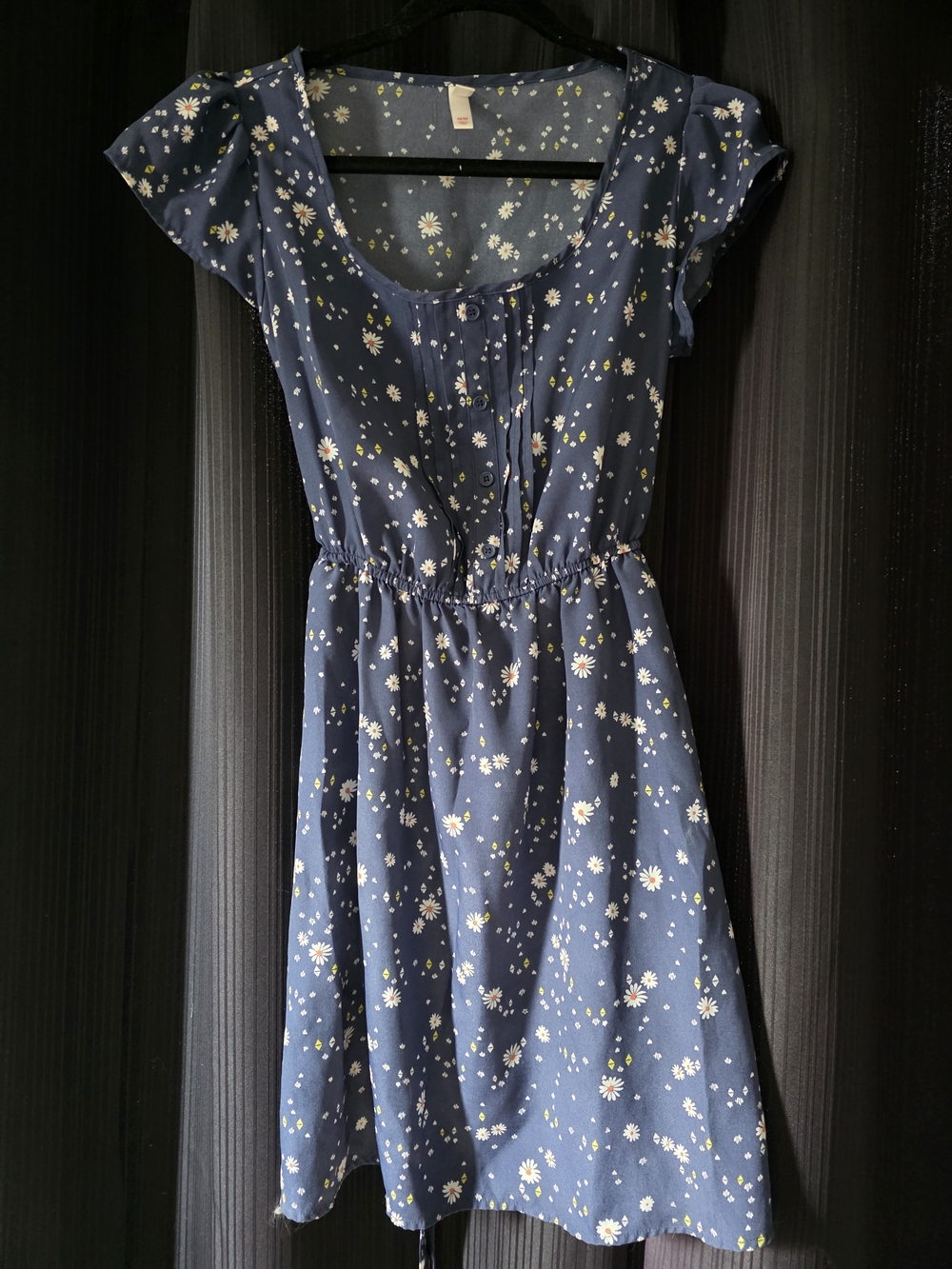 Xhilaration Navy Blue Daisy Print Casual Dress